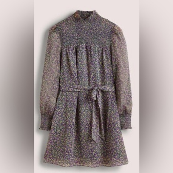 BODEN Smocked Yolk Floral Dress Tie Waist 8 NEW. 1323 - Picture 4 of 9